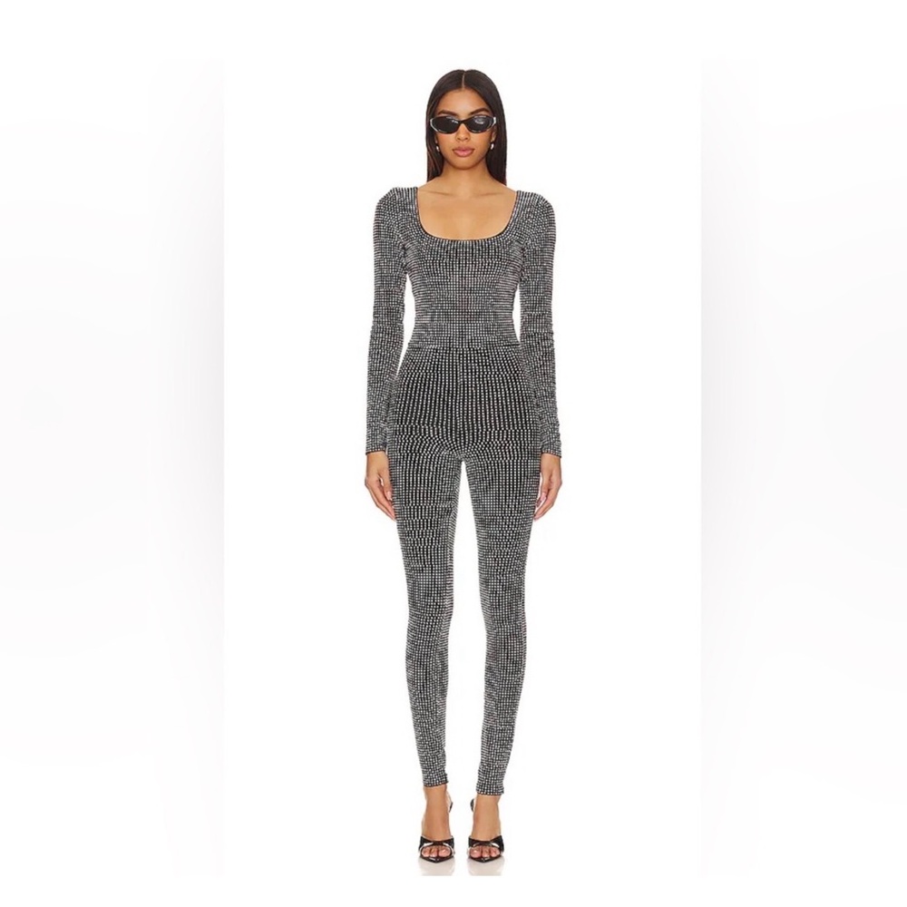 GOOD AMERICAN CRYSTAL Long Sleeve Super Sparkly Jumpsuit Small NWT